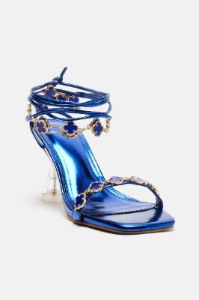 Not An Issue Wrap Up Heeled Sandals - Blue sold by Fashion Nova