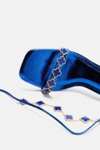 Not An Issue Wrap Up Heeled Sandals - Blue sold by Fashion Nova