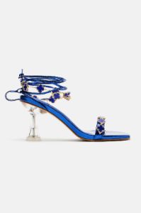 Not An Issue Wrap Up Heeled Sandals - Blue sold by Fashion Nova