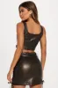 Maya Faux Leather Skirt Set - Brown sold by Fashion Nova