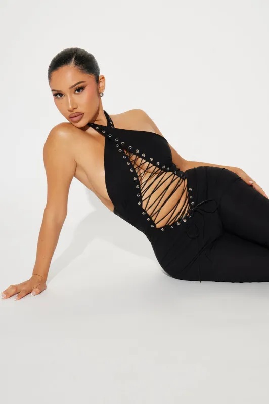 Big Time Energy Jumpsuit - Black sold by Fashion Nova