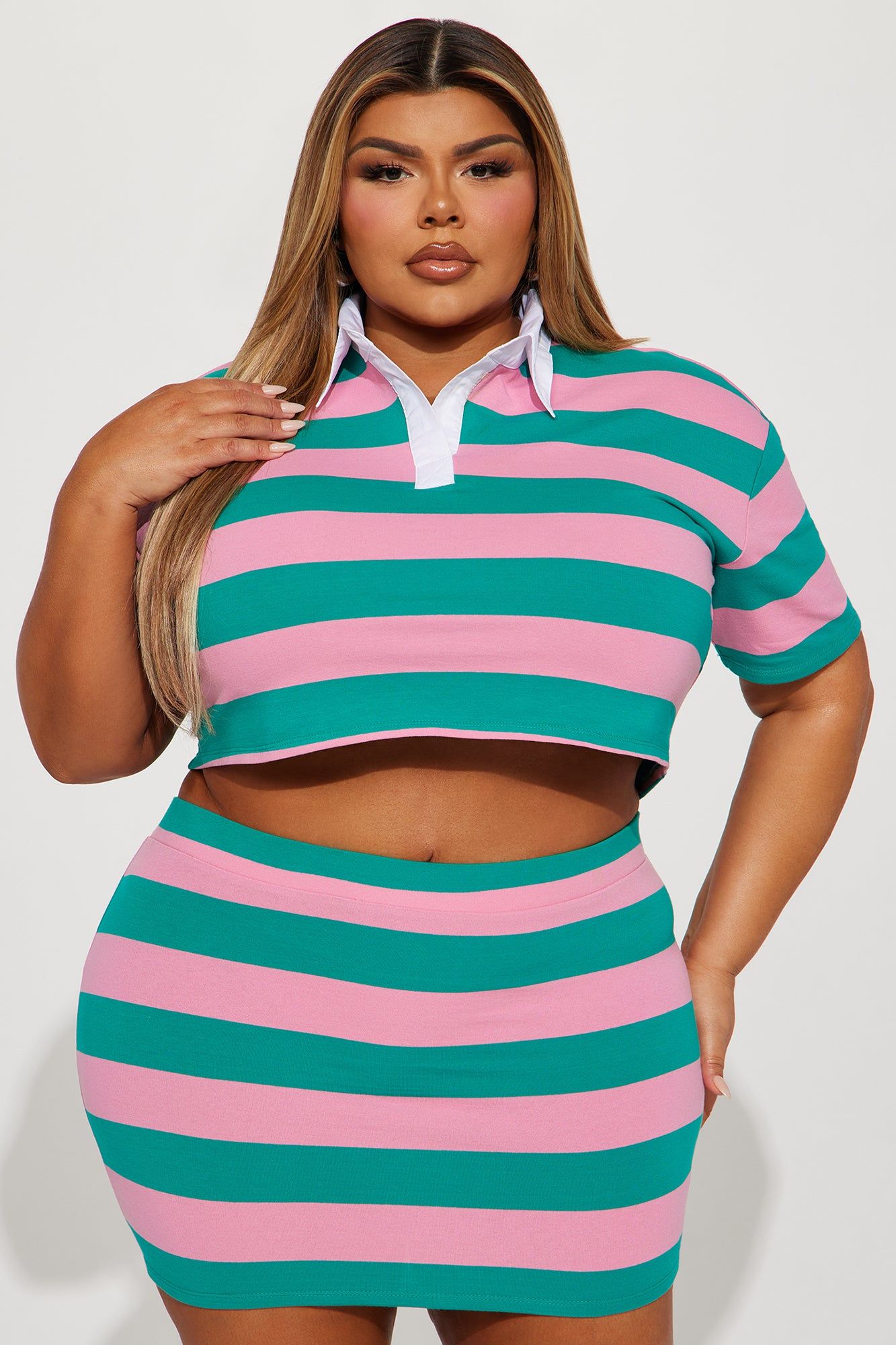 Lindsay Striped Skirt Set - Pink/combo sold by Fashion Nova product image thumbnail 4