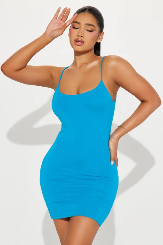 Colleen Double Lined Mini Dress - Turquoise sold by Fashion Nova