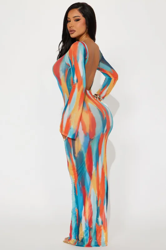 Long Summer Nights Backless Mesh Cover Up Dress - Multi Color sold by Fashion Nova