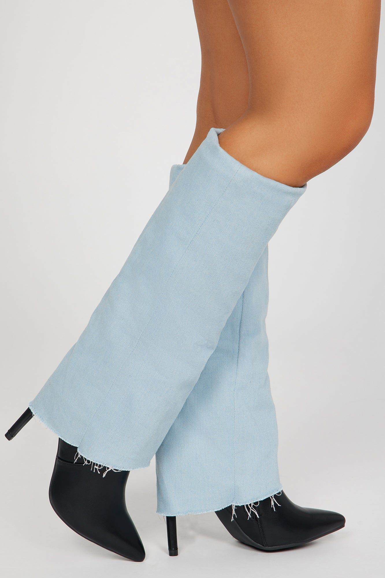 Make It Easy Knee High Heeled Boots - Denim sold by Fashion Nova product image thumbnail 3