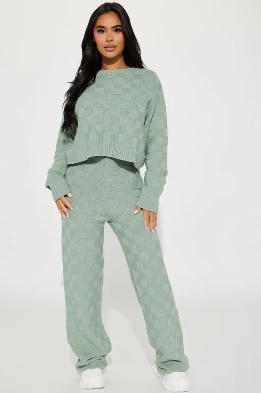 Let's Be Real Sweater Pant Set - Sage sold by Fashion Nova