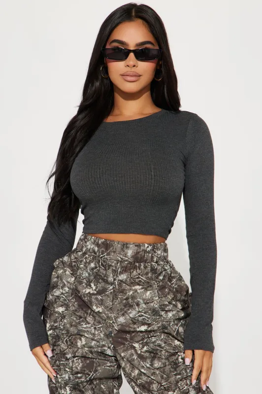 My Everyday Ribbed Tee - Charcoal sold by Fashion Nova