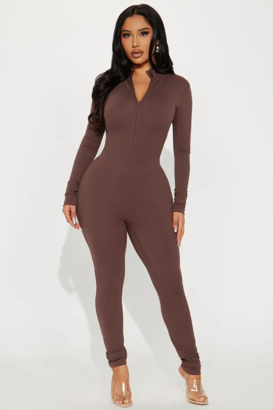 Santana Seamless Jumpsuit - Brown sold by Fashion Nova