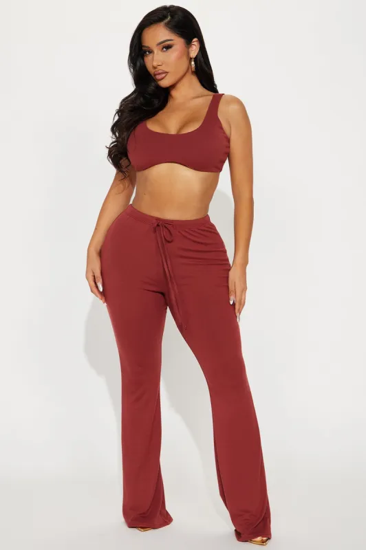 Here All Day Pant Set - Brown sold by Fashion Nova