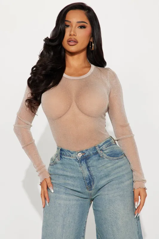 Adalynn Glitter Top - Gold sold by Fashion Nova