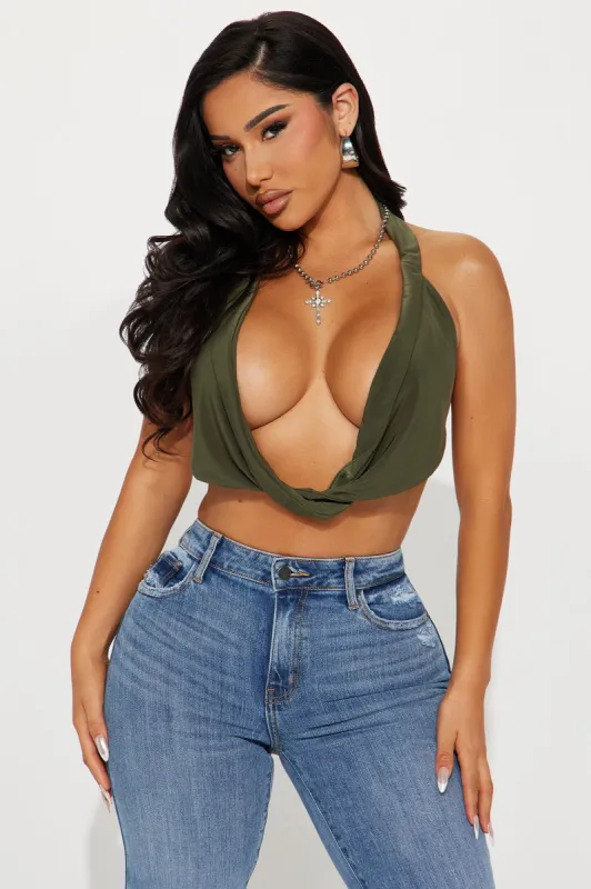 Party In Dallas Cowl Neck Top - Olive sold by Fashion Nova