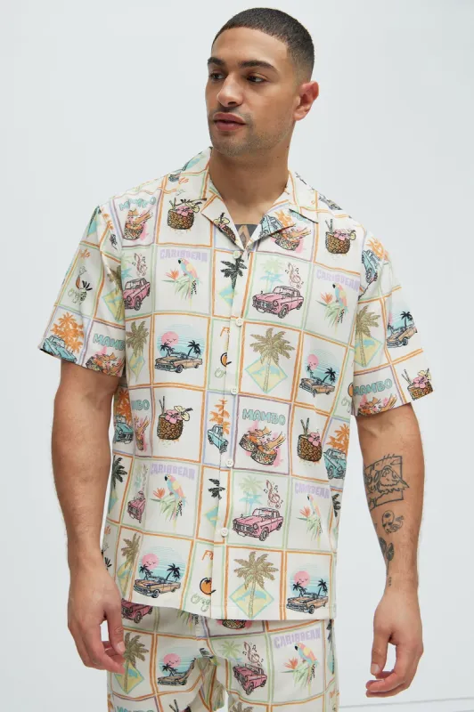 On The Coast Shirt - Off  White/combo sold by Fashion Nova