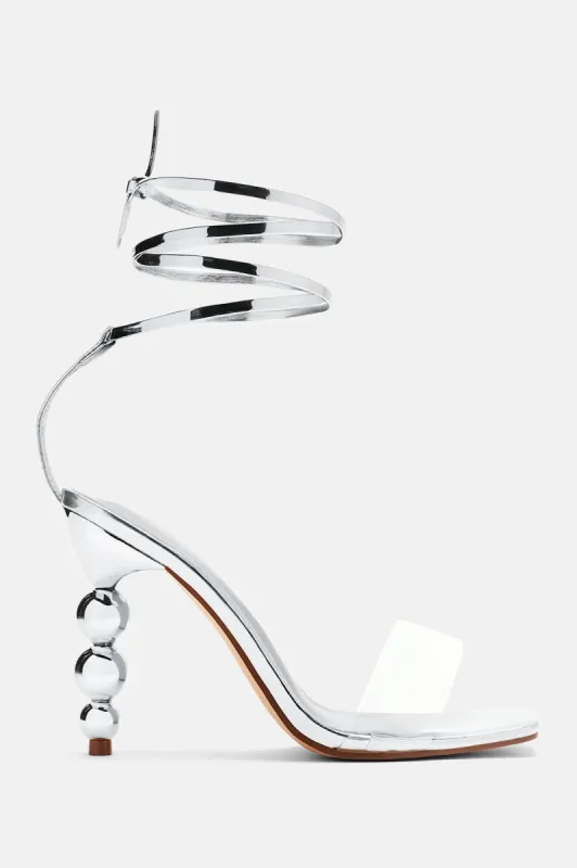 All That Spice Wrap Up Heeled Sandals - Silver sold by Fashion Nova