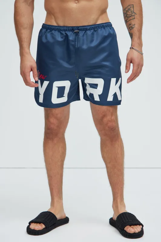 NY New York Swim Trunks - Navy sold by Fashion Nova