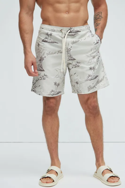 Aloha Good Vibes Swim Trunk - Off White sold by Fashion Nova