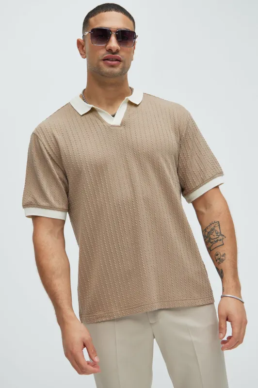 Dog In Me Textured Polo - Taupe/combo sold by Fashion Nova