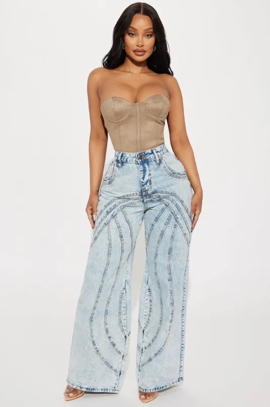 Copenhagen Non Stretch Tinted Wide Leg Jean - Light Wash sold by Fashion Nova