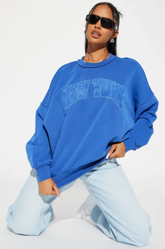New York Washed Sweatshirt - Royal sold by Fashion Nova