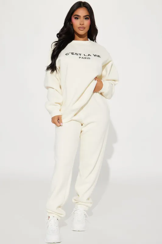 C’est La Vie Sweatpant Set - Off White sold by Fashion Nova