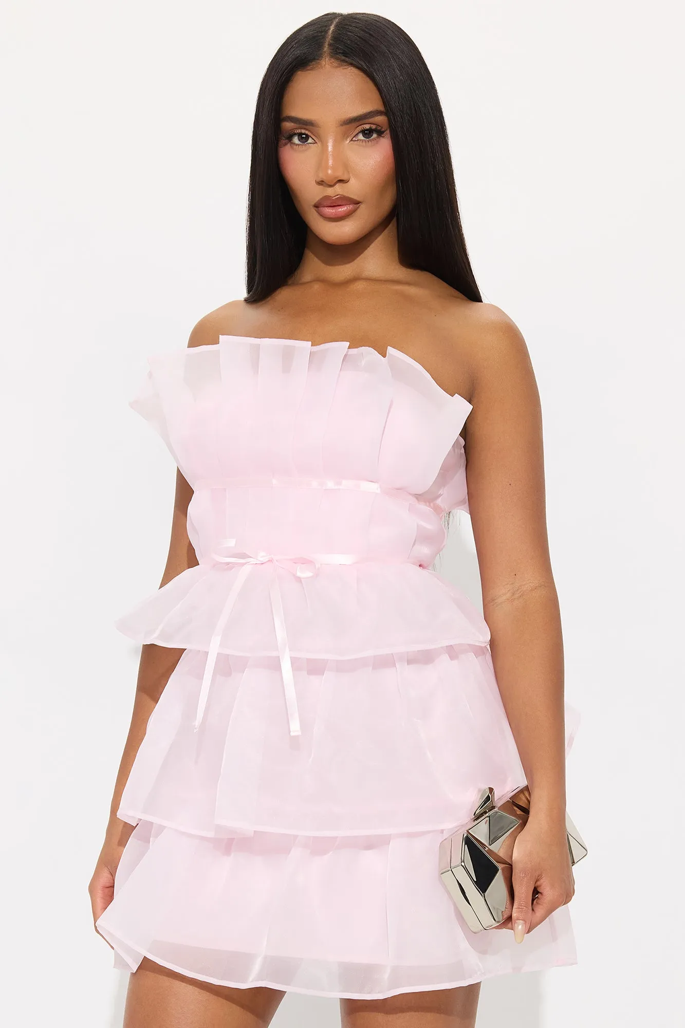 Mimi Tiered Tulle Mini Dress - Pink sold by Fashion Nova