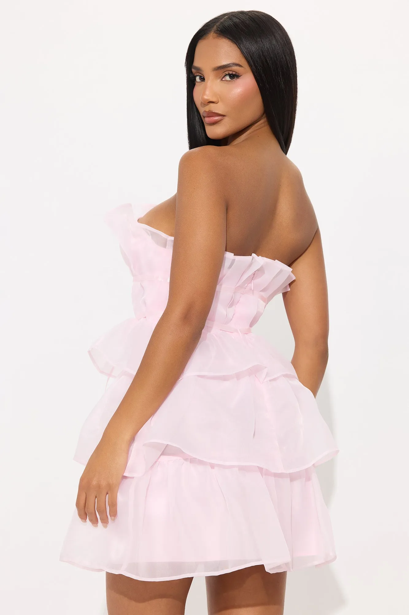 Mimi Tiered Tulle Mini Dress - Pink sold by Fashion Nova product image thumbnail 3