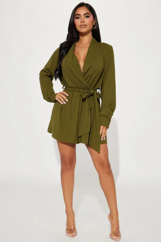 Nice For What Romper - Olive made by Fashion Nova