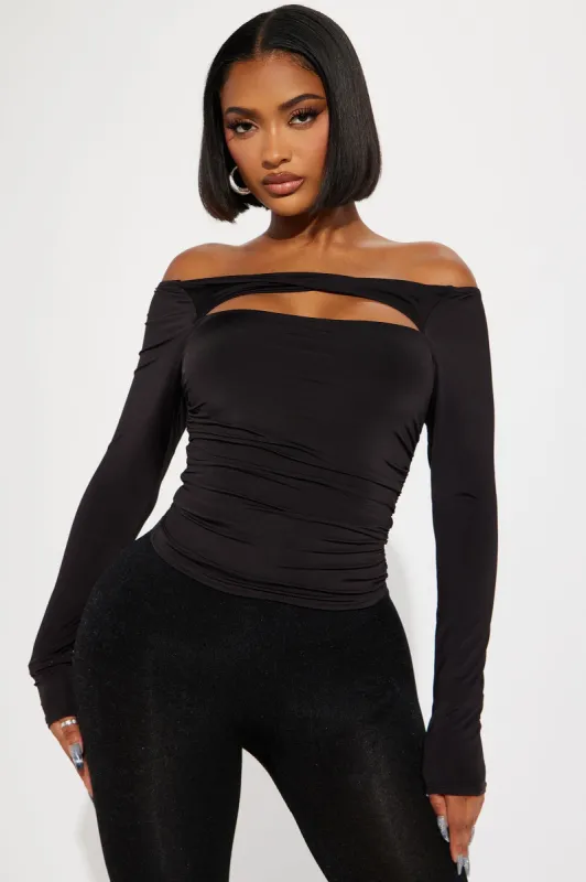 No Promises Long Sleeve Top - Black sold by Fashion Nova