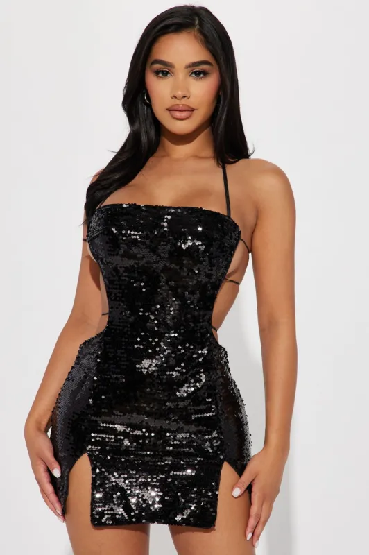 Focus On Me Sequin Mini Dress - Black sold by Fashion Nova