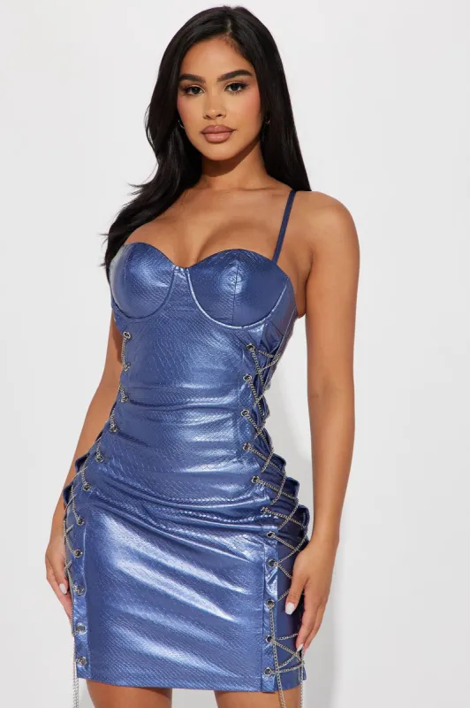 Metallic Scale Mini Dress - Purple sold by Fashion Nova