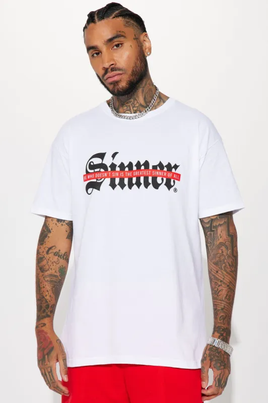Born Sinner Short Sleeve Tee - White sold by Fashion Nova