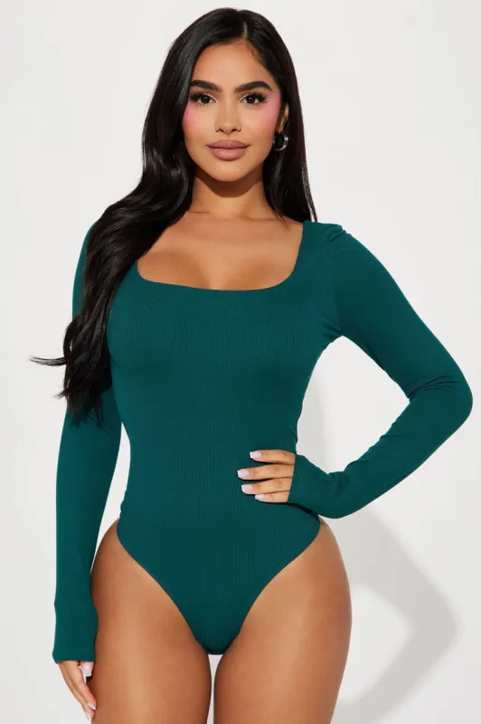 Feeling Fine Ribbed Bodysuit - Teal sold by Fashion Nova