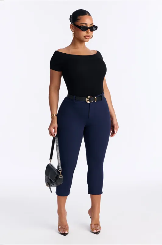 Under One Condition Crepe Capri Pant - Navy made by Fashion Nova