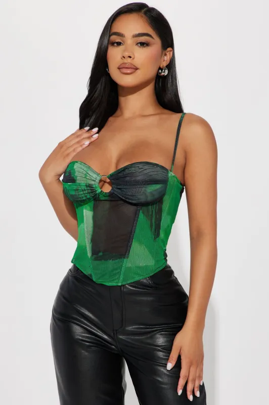 Envy Mesh Corset Top - Green/combo sold by Fashion Nova