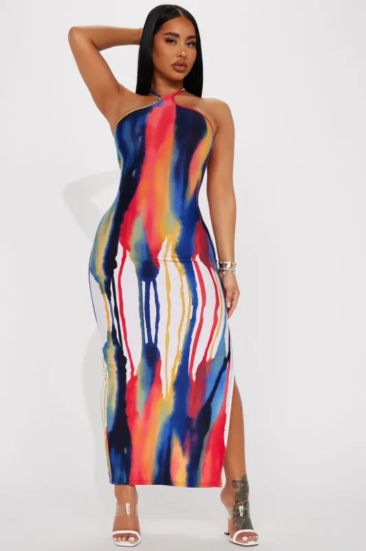 Making Things Happen Halter Maxi Dress - Multi Color sold by Fashion Nova
