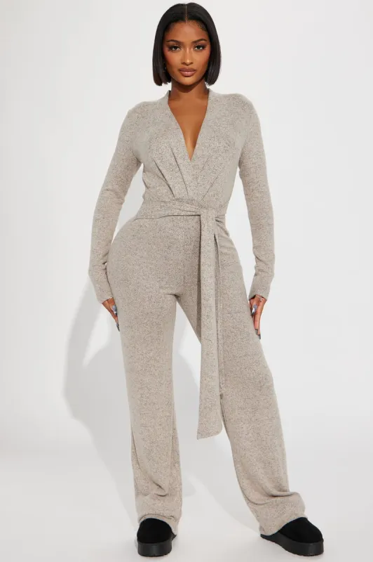 Patricia Jumpsuit - Oatmeal sold by Fashion Nova