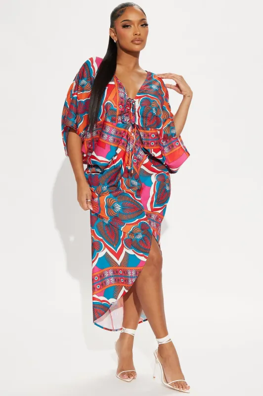 Jamaican Breeze Kaftan Dress - Rust/combo made by Fashion Nova