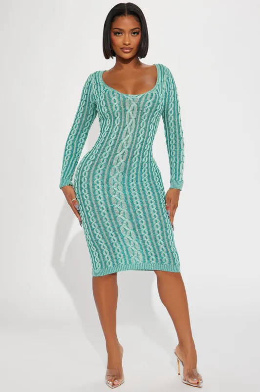 Alena Sweater Midi Dress - Jade sold by Fashion Nova