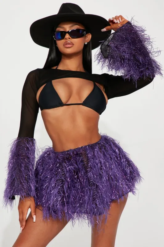 Nocturnal Diva Bolero Shrug Top - Black/Purple sold by Fashion Nova