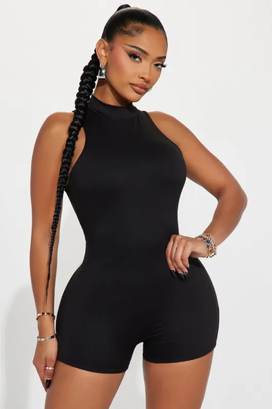 Diana Double Lined Romper - Black sold by Fashion Nova