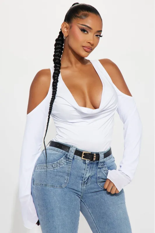 Sandra Cold Shoulder Top - White sold by Fashion Nova