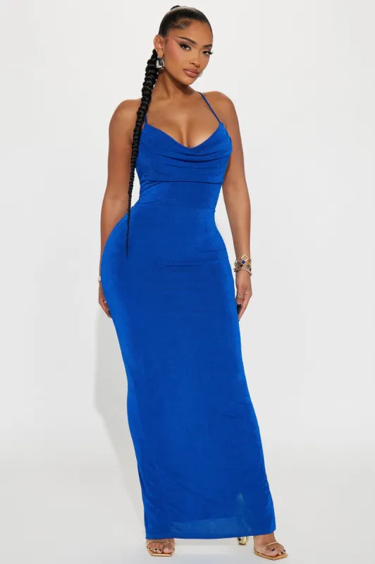 Sera Slinky Maxi Dress - Royal sold by Fashion Nova
