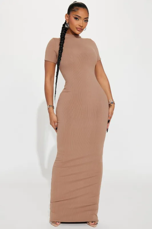 Cora Snatched Maxi Dress - Nude sold by Fashion Nova