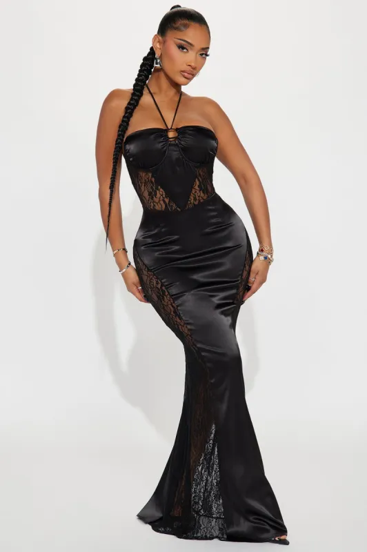 Augustina Satin Gown - Black sold by Fashion Nova