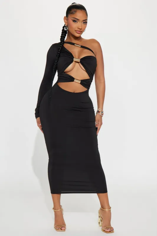 Clara Cut Out Midi Dress - Black sold by Fashion Nova