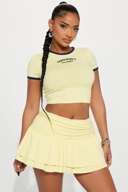 Santa Monica Babe Skirt Set - Yellow/combo sold by Fashion Nova