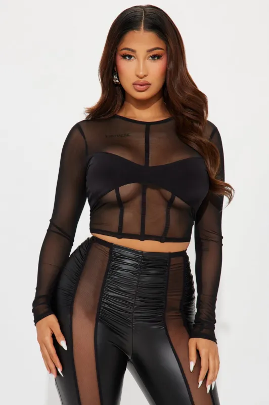 Under My Spell Mesh Top - Black sold by Fashion Nova