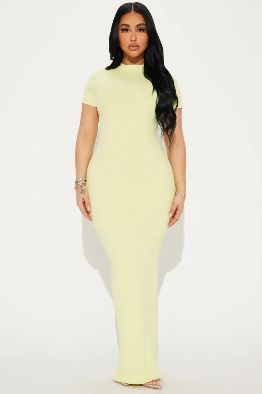 Cora Snatched Maxi Dress - Citron sold by Fashion Nova
