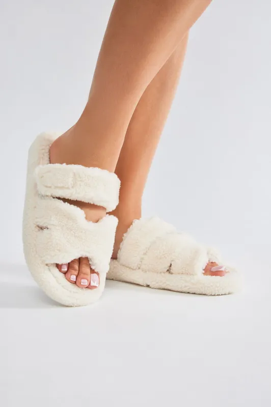 Isabelle Sherpa Slippers - Beige sold by Fashion Nova