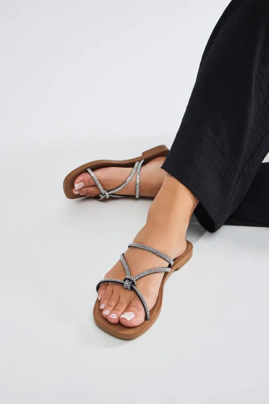 Edeline Rhinestone Sandals - Black sold by Fashion Nova