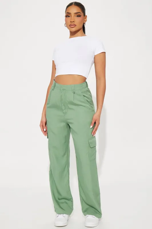 Gianna Wide Leg Cargo Pant - Sage sold by Fashion Nova